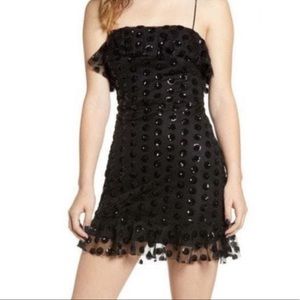 Black sequin polka dot dress